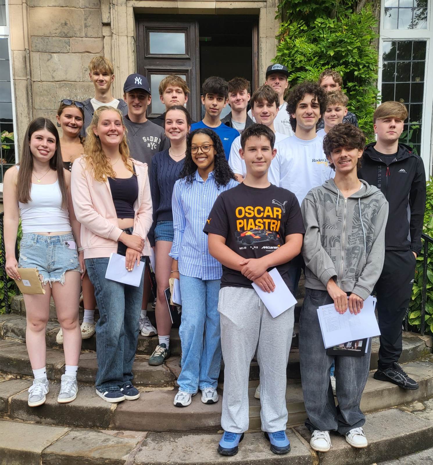 Lichfield Cathedral School students on the steps to The Palace celebrate excellent GCSE results