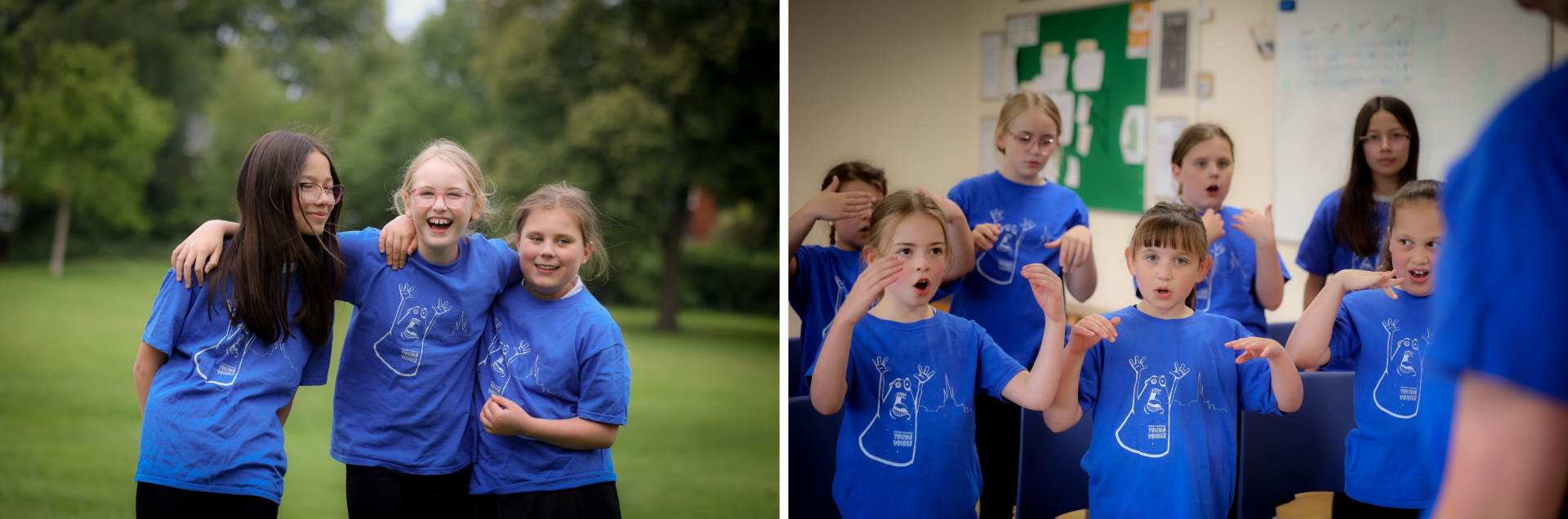 Lichfield Young Voices Choir members having fun 2 photos of members of Lichfield Young Voices Choir having fun