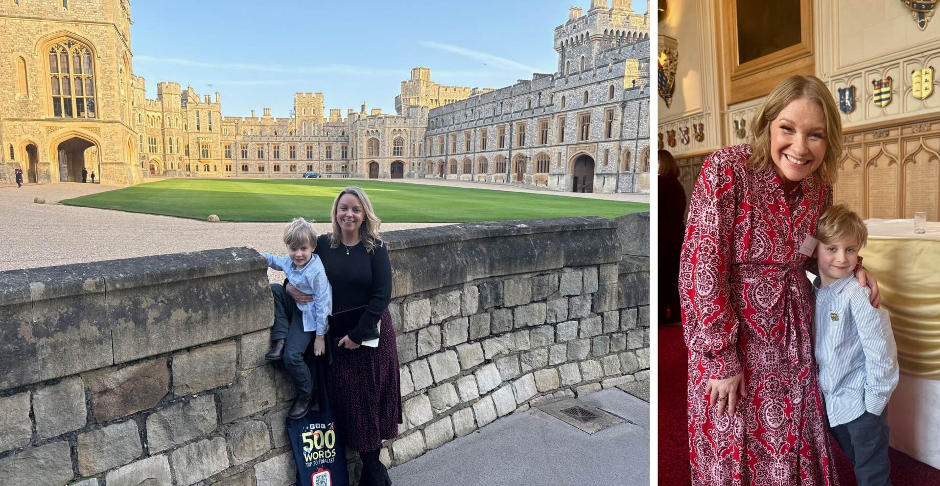 Archie at Windsor with his mum and Joanna Page Two photos showing Archie at Windsor Castle for the final of the BBC 500 Words competition
