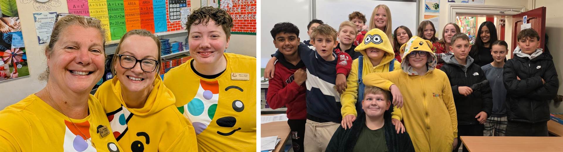 Groups of teachers and pupils fundraising for Children in Need