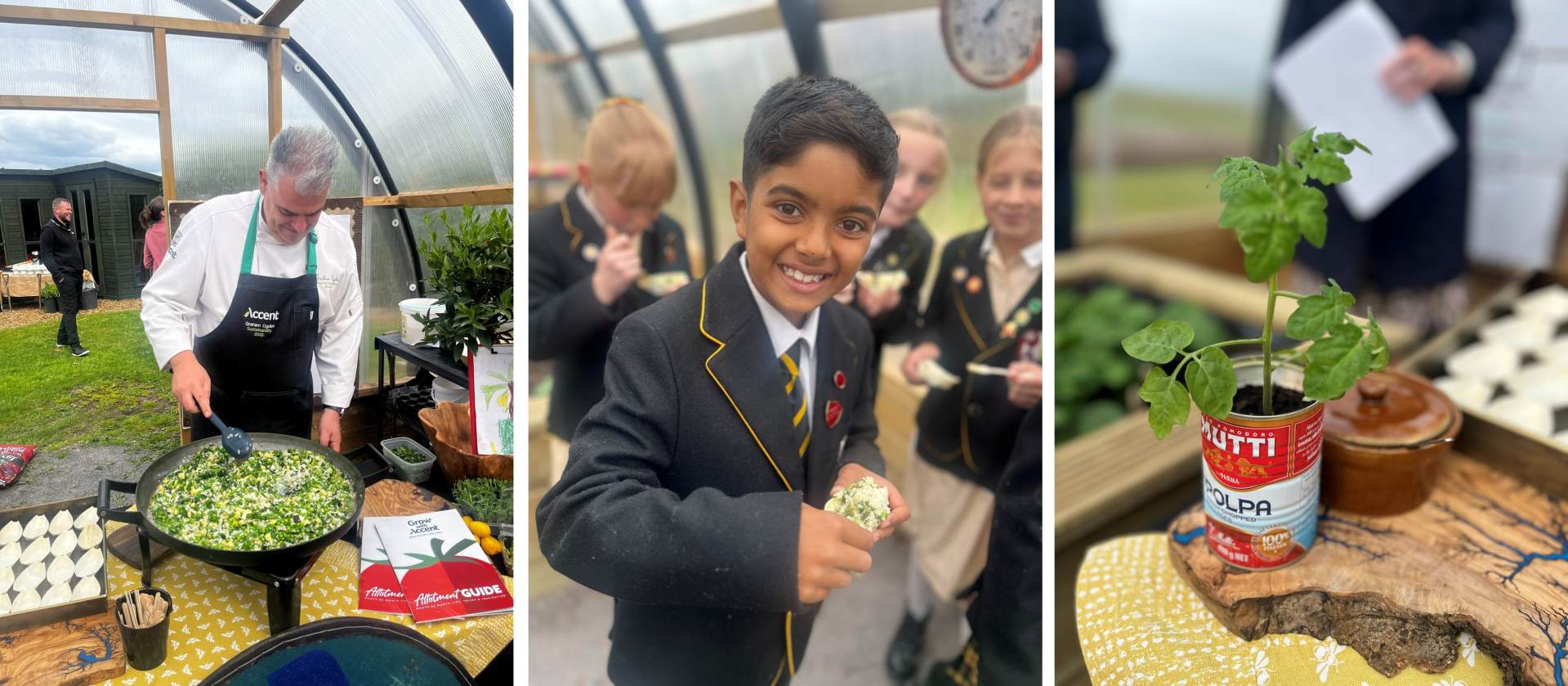 Risotto being enjoyed at the official opening of the Growing Classroom