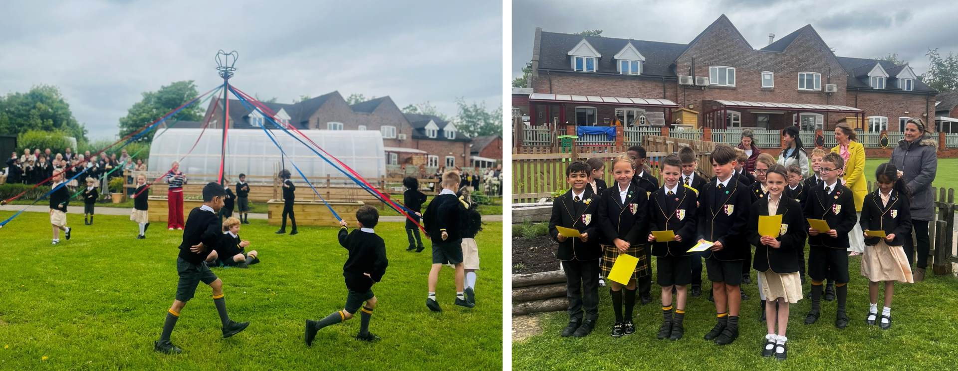 Maypole dancing and singing at the official opening of the Growing Classroom