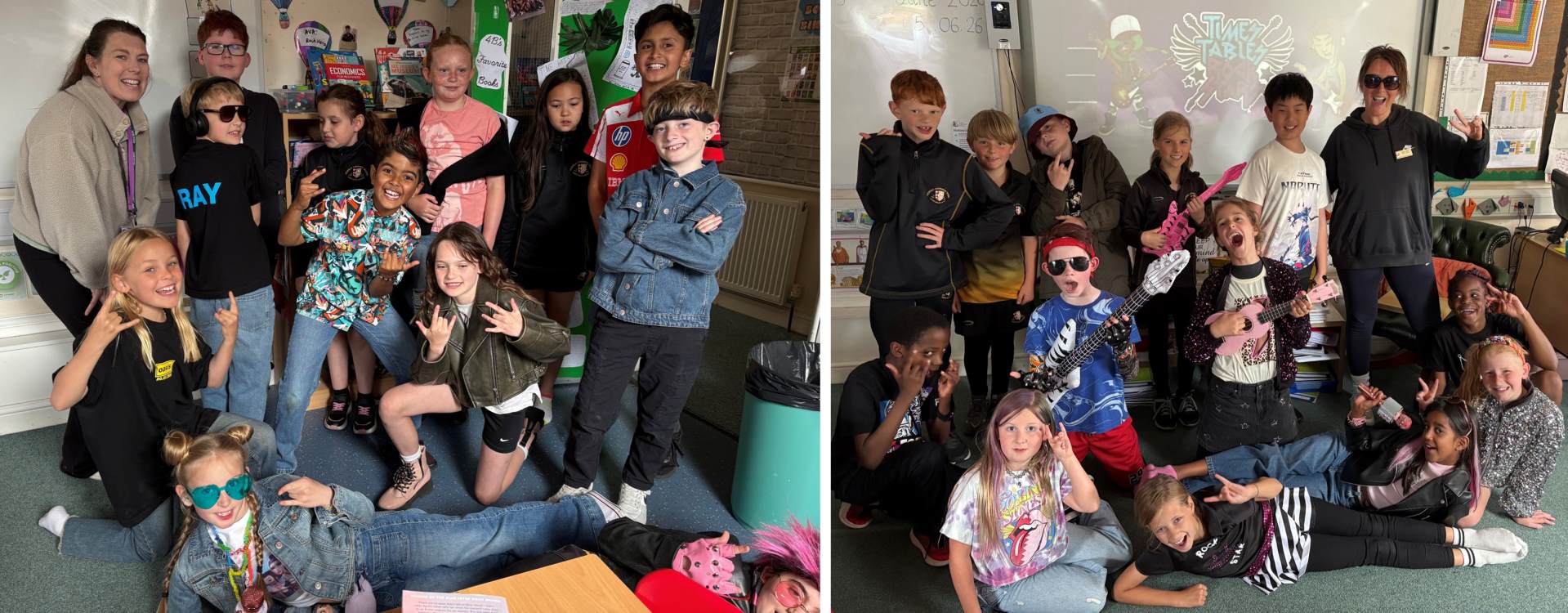 Year 4 enjoy Times Tables Rockstars Day Two photos of Year 4 pupils enjoying Times Tables Rockstars Day