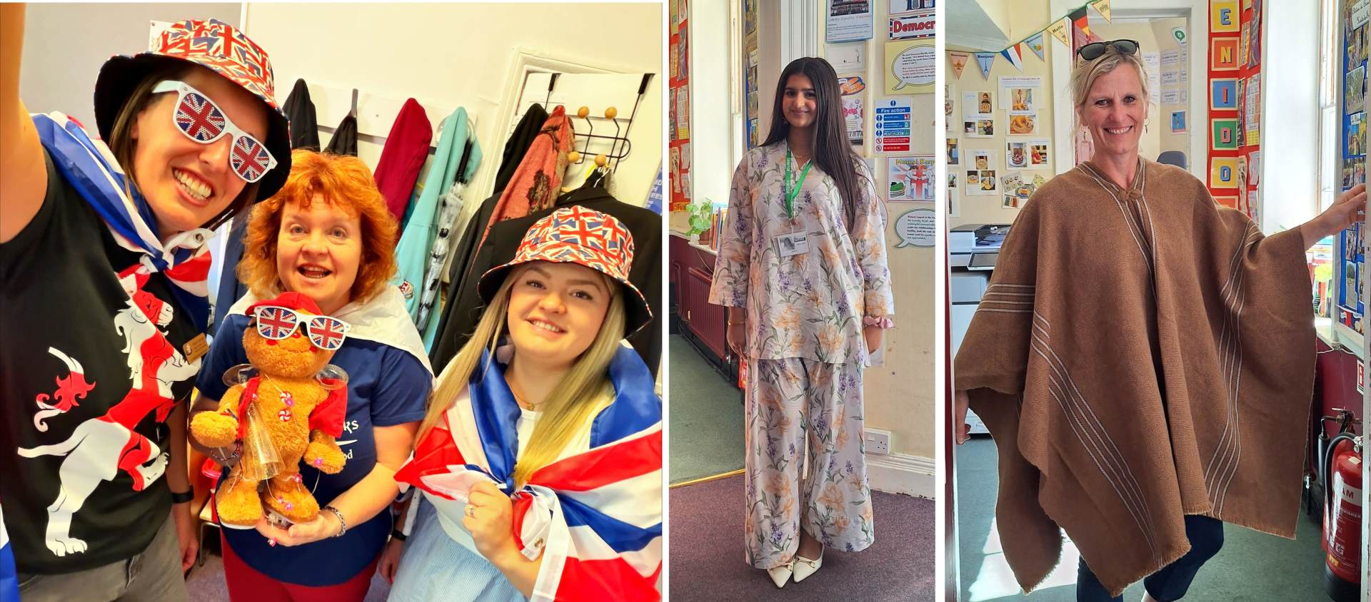 Teachers dressed to express their different cultural identities 3 photos of teachers dressed to express their cultural identity for Culture Day 2026