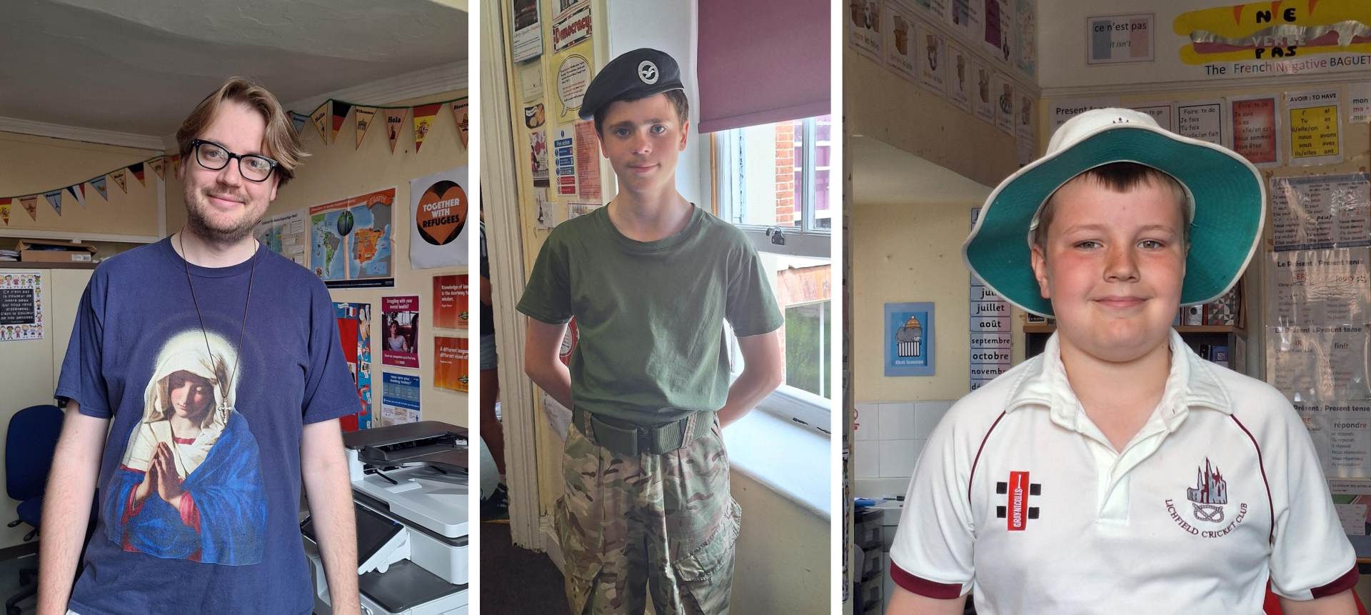 3 people wearing clothes that illustrate their identity