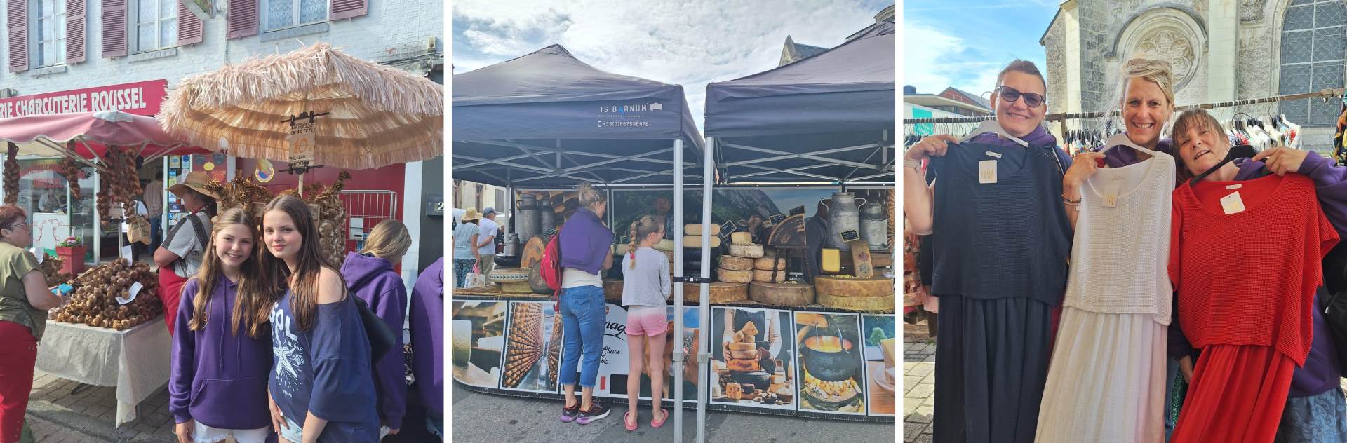 Pupils and teachers enjoying a French market