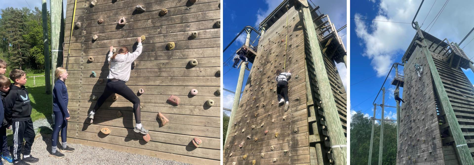 Year 6 pupils practice climbing skills