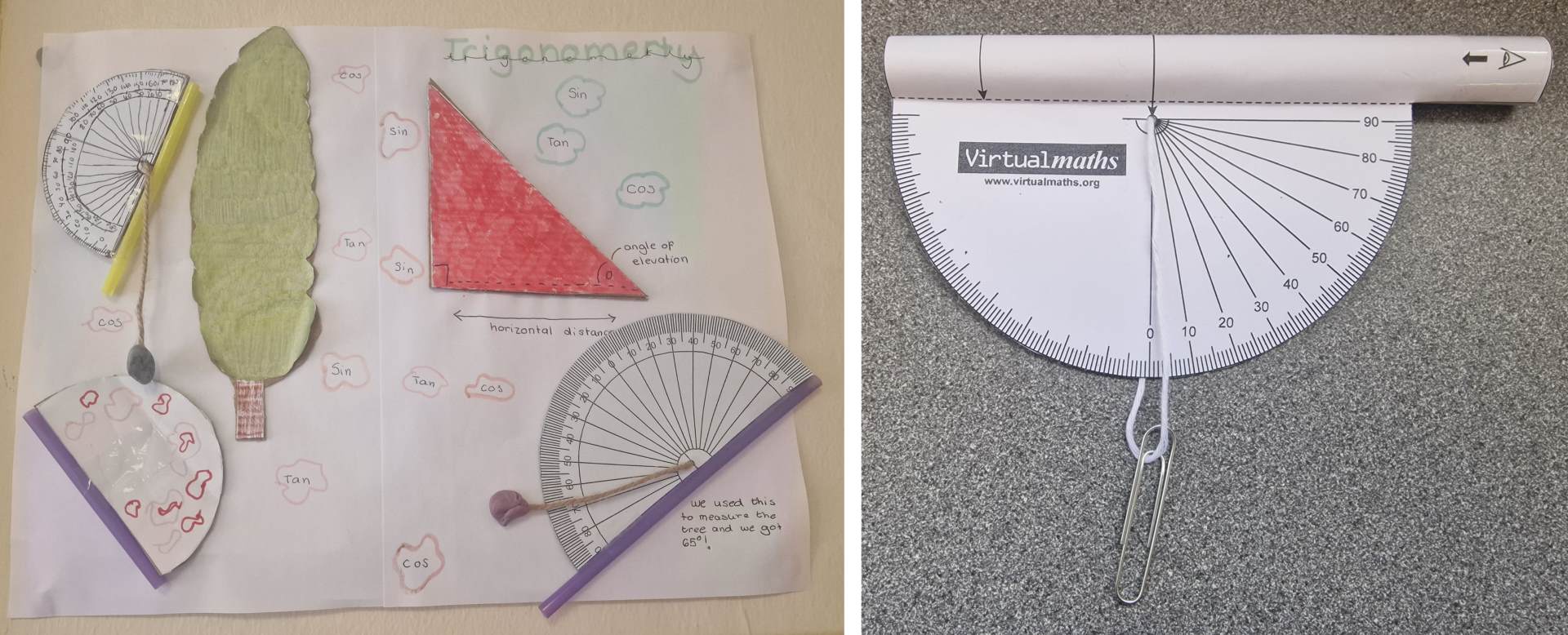 Clinometers made by Maths pupils