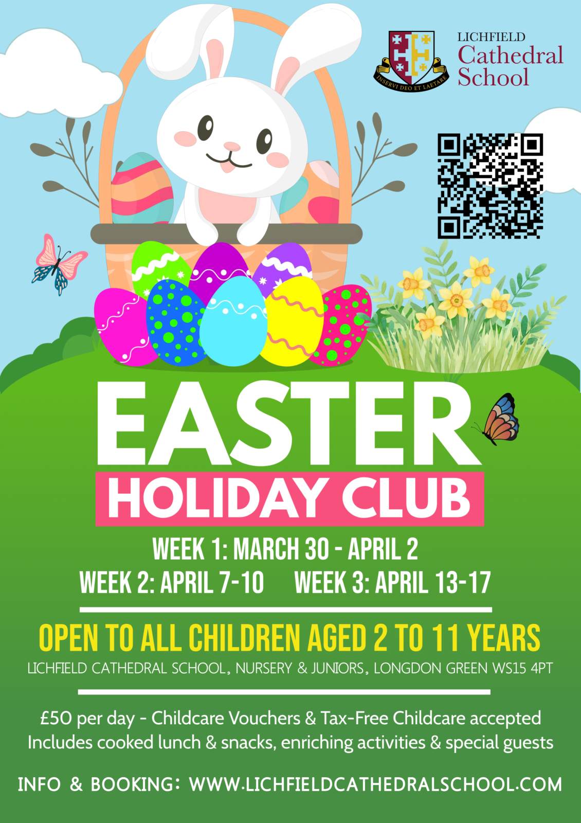 Poster advertising the Easter Holiday Club at Longdon