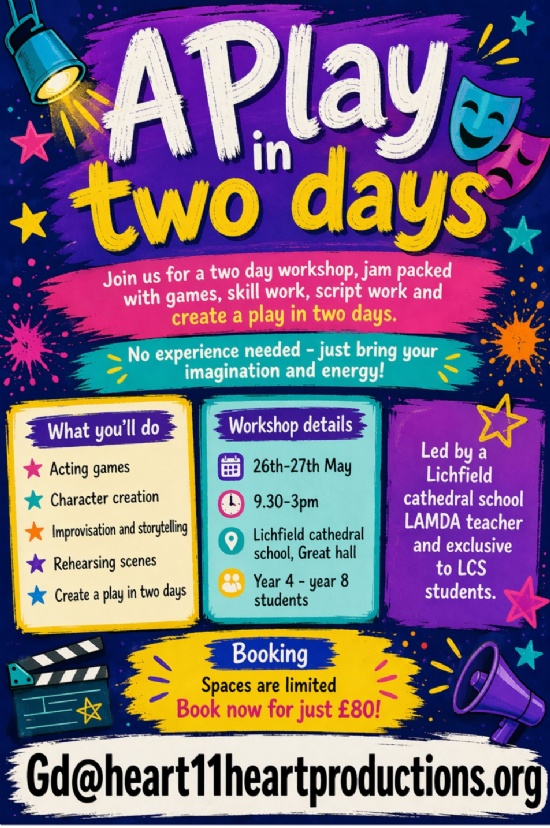Half term Theatre Workshop for Years 4 to 8
