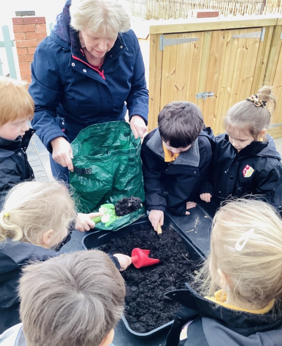 In the growing garden with Reception