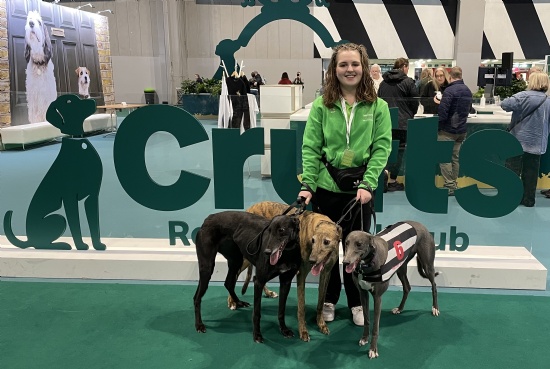 Jess and the Greyhound Trust at Crufts