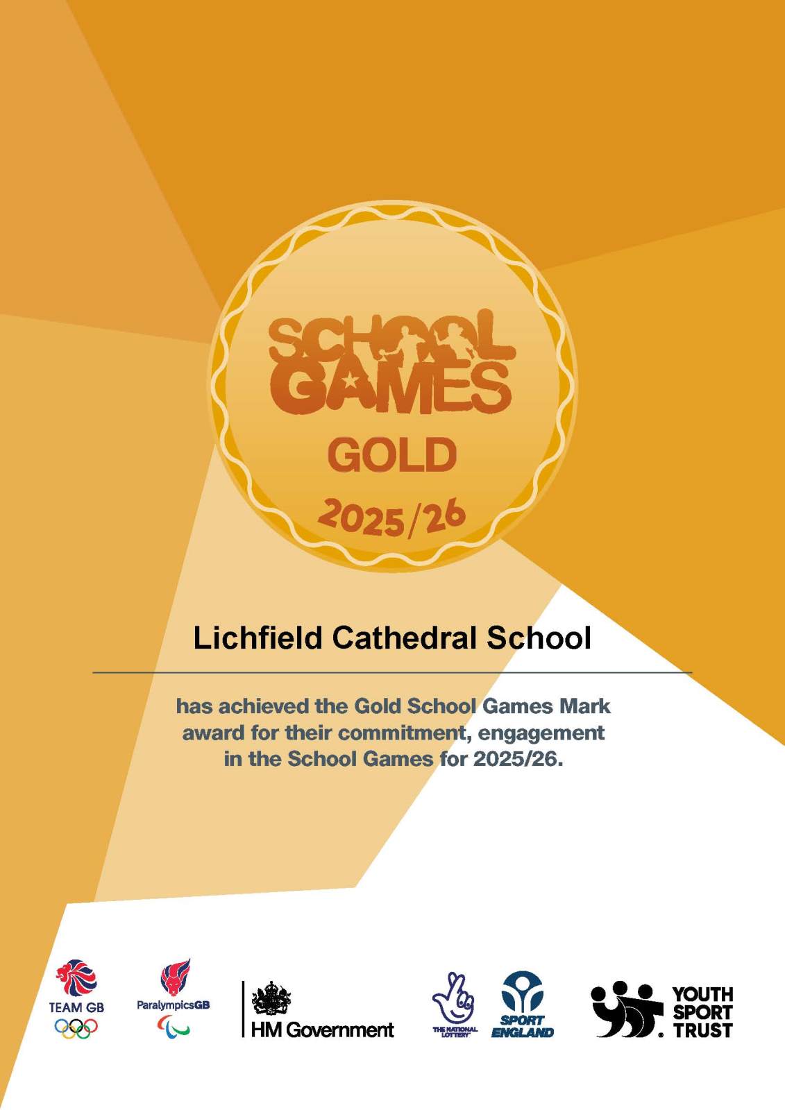 LCS awarded Gold by School Games!