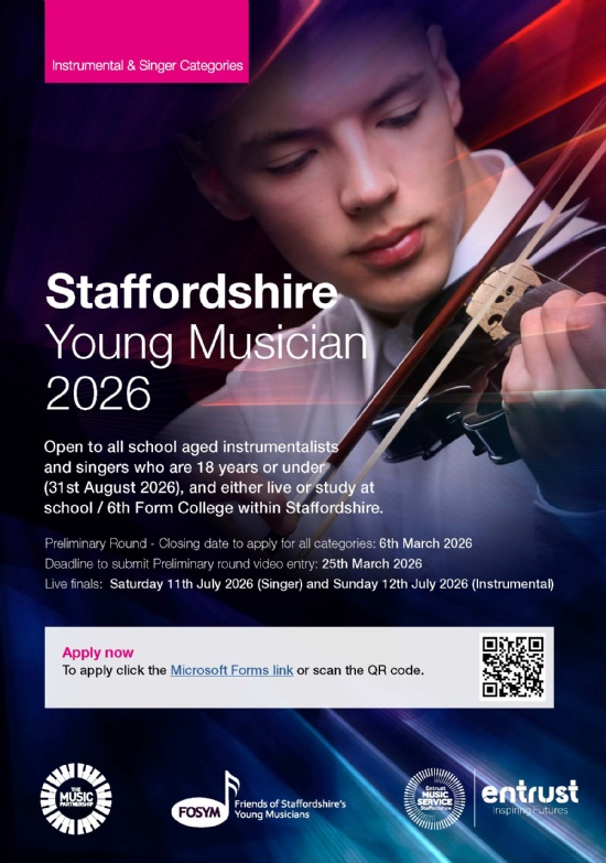 Staffordshire Young Musician 2026 competition open